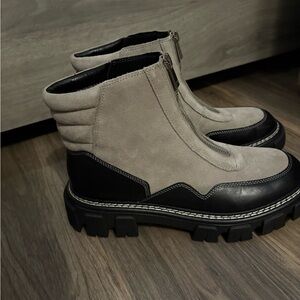 Stylish Gray and Black Ankle Boots